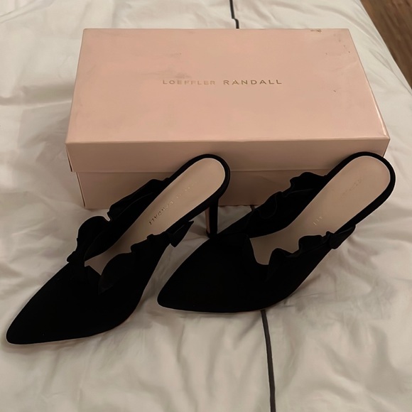 Loeffler Randall black suede high heel slides - Picture 1 of 4